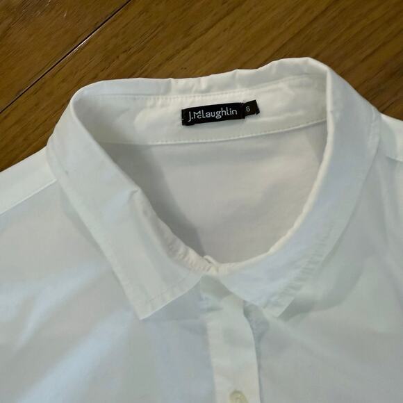 J McLaughlin Button Down Shirt Size 6 White Collar Long Sleeve Cotton Classic - Picture 3 of 14